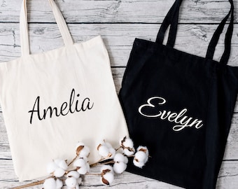 Brautjungfer Tragetasche, Personalisierte Tote Bag, Namenstasche, Sommer Tasche, Canvas Tote Bag, Mädchen der Ehre, Brautjungfer Geschenk