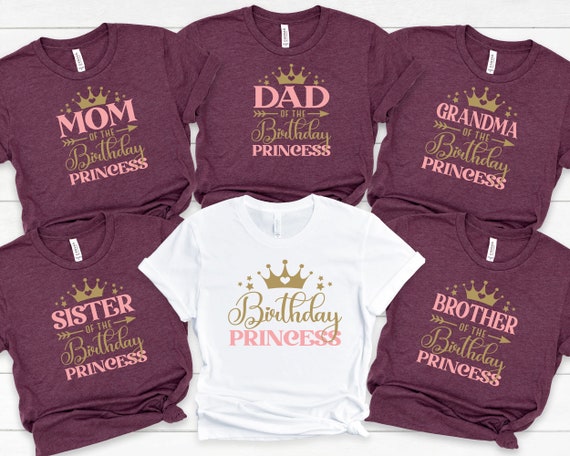 Birthday Princess Shirt Mom of the Birthday Tee Dad of the | Etsy