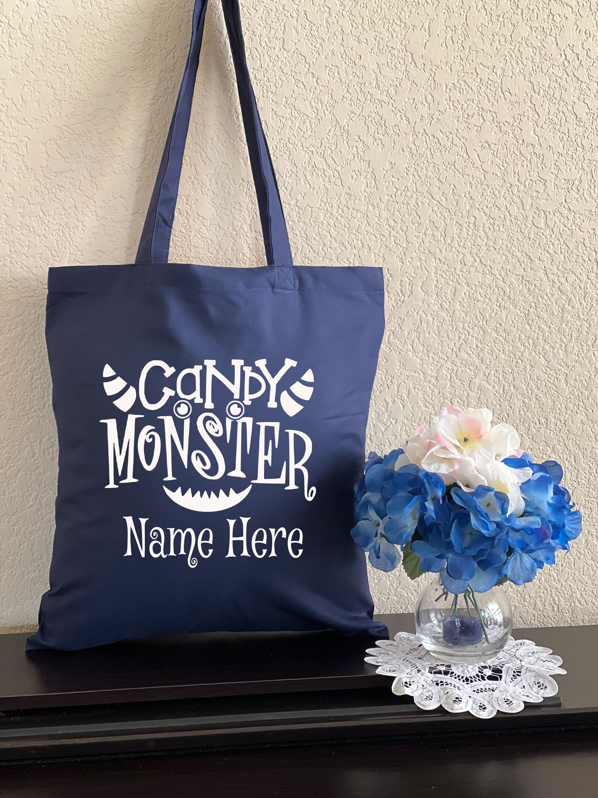 Custom Candy Monster Bag Personalized Halloween Bag Canvas Etsy