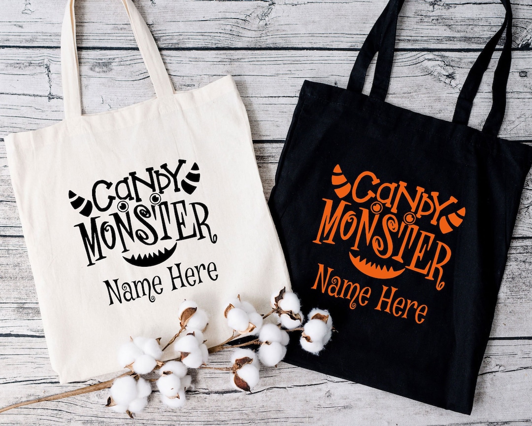 Custom Candy Monster Bag Personalized Halloween Bag Canvas Etsy