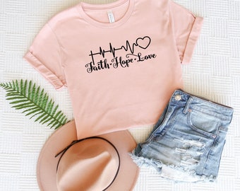 Faith Hope Love Shirt, Christian Shirt, Faith Shirt, Vertical Cross, Cross, Faith Cross, Religious Shirt, Church, Love tshirt