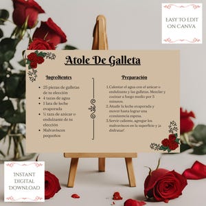 Carte de recette de roses, modèle numérique modifiable