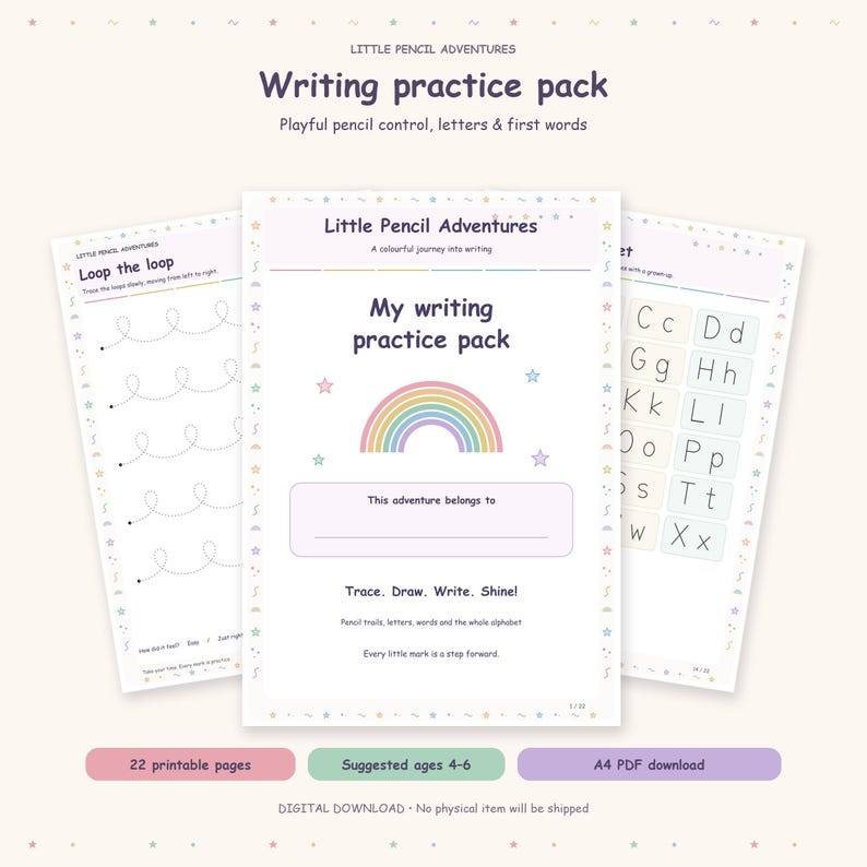 Kids Writing Practice Pack | Alphabet Tracing & Pencil Control ...