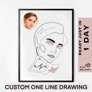 Custom One Line Drawing, Personalized Line Art, Arte de linea, Custom Art line color, Face Illustration, one art line personalized