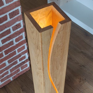 Standing Wooden Floor lamp, Beautiful Ambient lamp, minimalist design, handmade from solid Oak, for Bedroom, Nursery, Living room