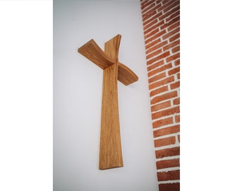 Très grande croix murale en bois moderne minimaliste (chêne) 4 tailles (petit, moyen, grand, très grand)