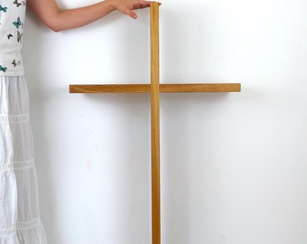 4 ft Extra Large Modern Wooden Wall Cross (Straight edge OR live edge) 120 cm