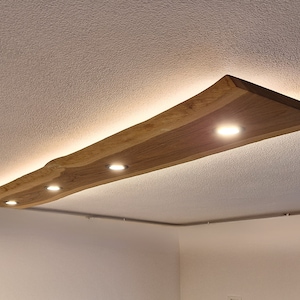Handmade Live Edge Oak Wood Ceiling Lamp - Flush Mount Lighting