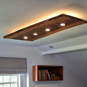 Wooden Ceiling Lamp Walnut | Handmade Flush Mount Light | Natural Wood Light Fixture | Modern Rustic Scandinavian Lighting