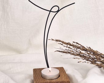 Wooden Cross Stand | Wooden Table Decor Cross | Modern Minimalist Crucifix | Christian Home Decor | Oak Candle Holder | Home Altar Cross