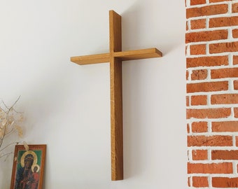 Très grande croix murale en bois moderne minimaliste (chêne) 5 tailles (TPSmall, Small, Medium, Large, XLarge)