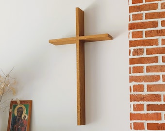 Extra Large Wooden Wall Cross Modern Minimalist (oak) 5 sizes (XSmall, Small, Medium, Large, XLarge)