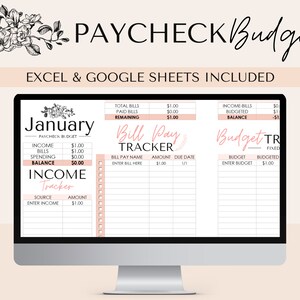 Excel Budget Template planner  Weekly Paycheck Digital Spreadsheet personal finance Google Sheets