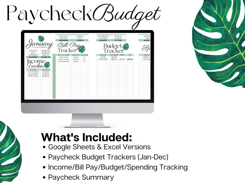 Excel-budgetmallplanerare Veckolön Digitalt kalkylblad Personlig ekonomi Google Sheets bild 2
