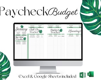 Excel Budget Template planner  Weekly Paycheck Digital Spreadsheet personal finance Google Sheets