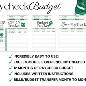 Excel-budgetmallplanerare Veckolön Digitalt kalkylblad Personlig ekonomi Google Sheets bild 3