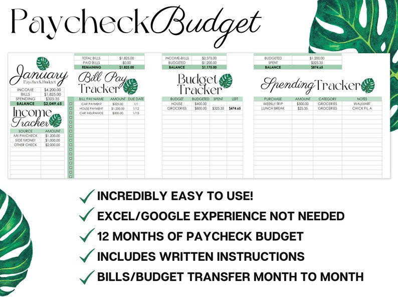 Excel-budgetmallplanerare Veckolön Digitalt kalkylblad Personlig ekonomi Google Sheets bild 3