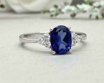 White Sapphire Engagement Ring - Etsy UK