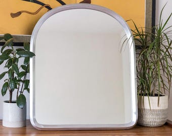 ARCH shape silver frame WALL MIRROR, Minimalistic style mirror, Large horizontal mirror, Decorative wall mirror