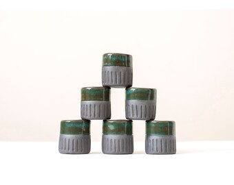 STONEWARE CERAMIC TUMBLERS, Handmade studio pottery, Ceramic shot glasses, set of 4