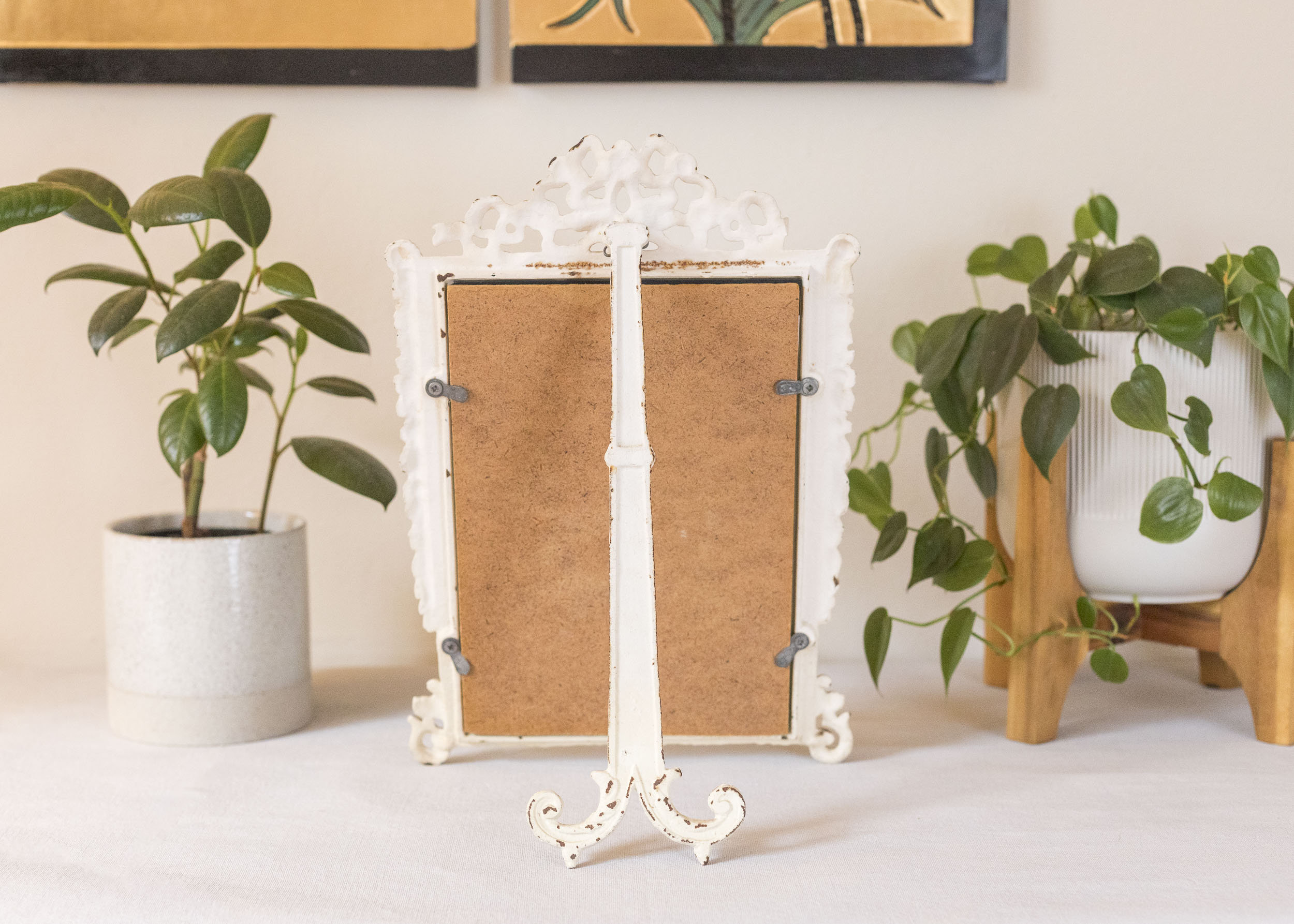 Vintage Cast Iron Vanity Mirror, Table Top Mirror, Antique Vanity