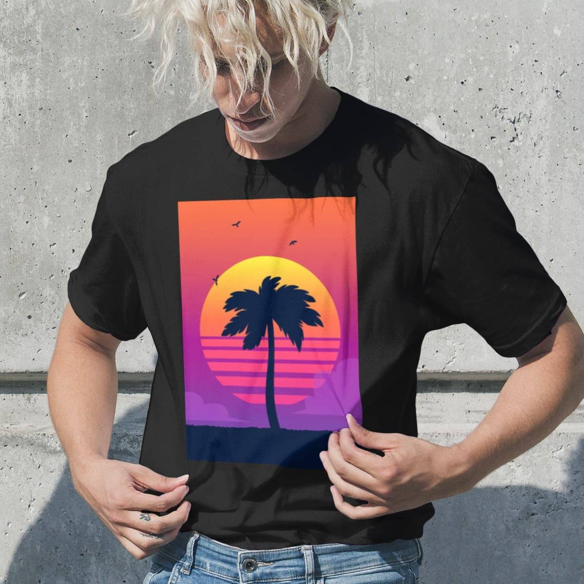Retro 80s Miami Regular Logo T Shirt - New Frontier Esports