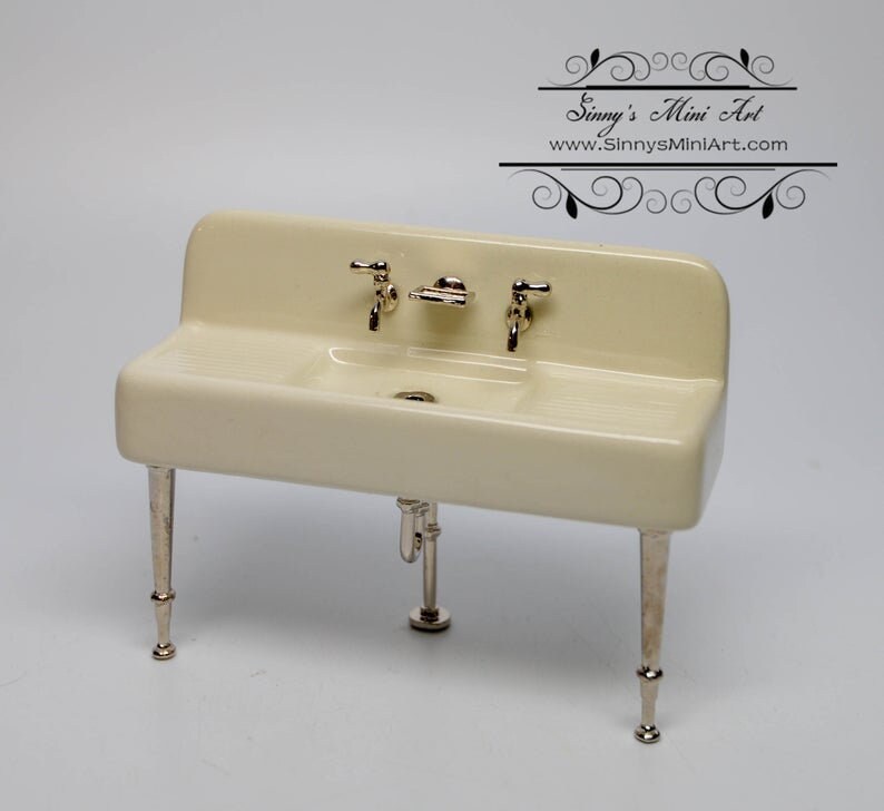Classic White Sink Dollhouse Miniature 1:12 Scale 