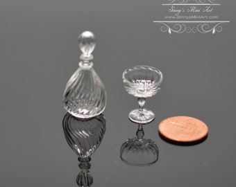 1:12 Dollhouse Miniature Whiskey Set Bottle and Glass HMN 1559