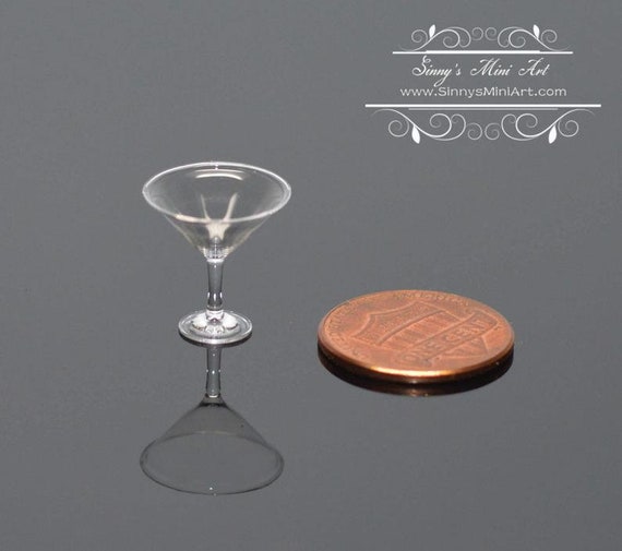 Dolls House Miniature Handmade Clear Martini Glass 