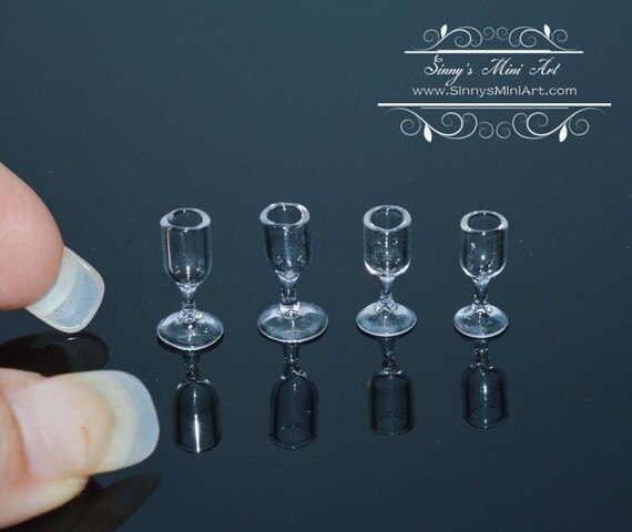 1:12 Dollhouse Miniature Set of Four Wine Glasses BD HB008 
