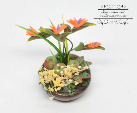 Details about   1:12 Dollhouse Miniature Single White Bird-of-Paradise with Leave BD E2602 