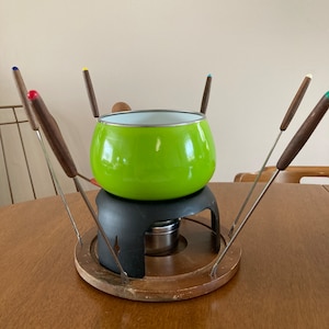 Vintage Green Fondue Set