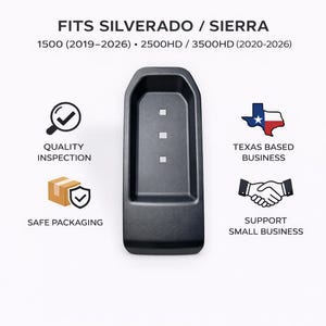 2019-2026 PARA Chevy Silverado / GMC Sierra - Embellecedor de plástico para la tapa del compartimento de almacenamiento superior del asiento abatible de la consola central