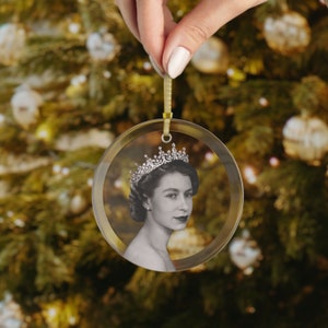 Queen Elizabeth Glass Ornament, God Save the Queen, Queen Elizabeth II Memorial, RIP Her Majesty 1926 2022, Metal Ornament