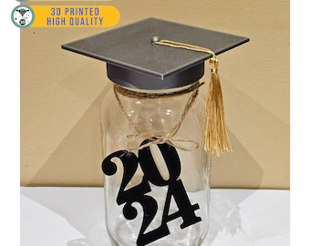 Graduation Cap Mason Jar Lid | Graduation Cap Box Money Holder | Party Decoration Celebration Favors for Class 2023 2024 | Gifts for her him