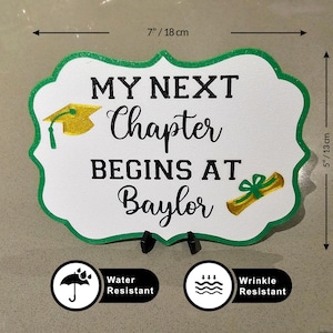 My next chapter begins at sign, Grad Table Sign 2025, Graduation Table Signs, Grad Decor, Water, Grad Senior 2025, Wrinkle & Bend Resistant
