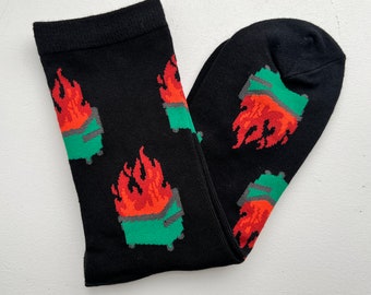 Funny Dumpster Fire Socks