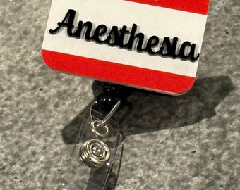 Carrete de insignia o imán 3D «Hola, mi nombre es: Anestesia»