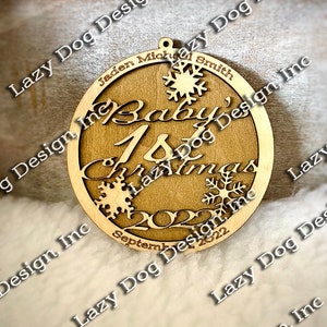 SVG Cut File &quot;Baby&#39;s First Christmas&quot; Laser 3mm Lightburn