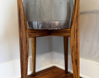 Handmade Zebrawood Plant Stand: MCM Modern Home Decor