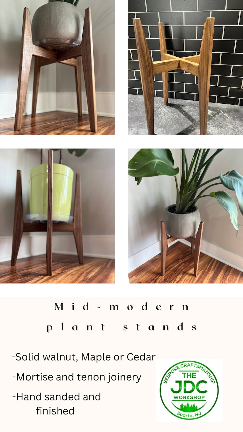 MCM Inspired Indoor Plant Stands Modern Home Decor Hand Made Etsy