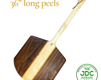 Handcrafted Maple & Walnut Pizza Peel: Long Handle Bread Paddle (15x15", 36" Length)