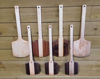 8" and 6" Handcrafted Hardwood Pizza Turning Peel: Maple, Walnut, Cherry, Sapele