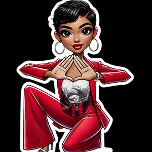 Delta Sigma Theta Sorority Diva Kneeling Graphic - Digital Download
