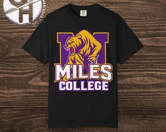 Camiseta unissex Miles College tingida, vestuário universitário, camisa com espírito escolar, roupa casual, presentes para estudantes, comemoração de formatura