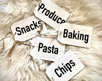 Wooden Pantry Organization Labels Set of 5