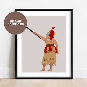 Samoan Manaia | Digital Art Download | Samoan Art | Samoan Male | Digital Print | Pacific Island Illustration | Polynesian Art
