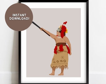 Samoan Manaia | Digital Art Download | Samoan Art | Samoan Male | Digital Print | Pacific Island Illustration | Polynesian Art