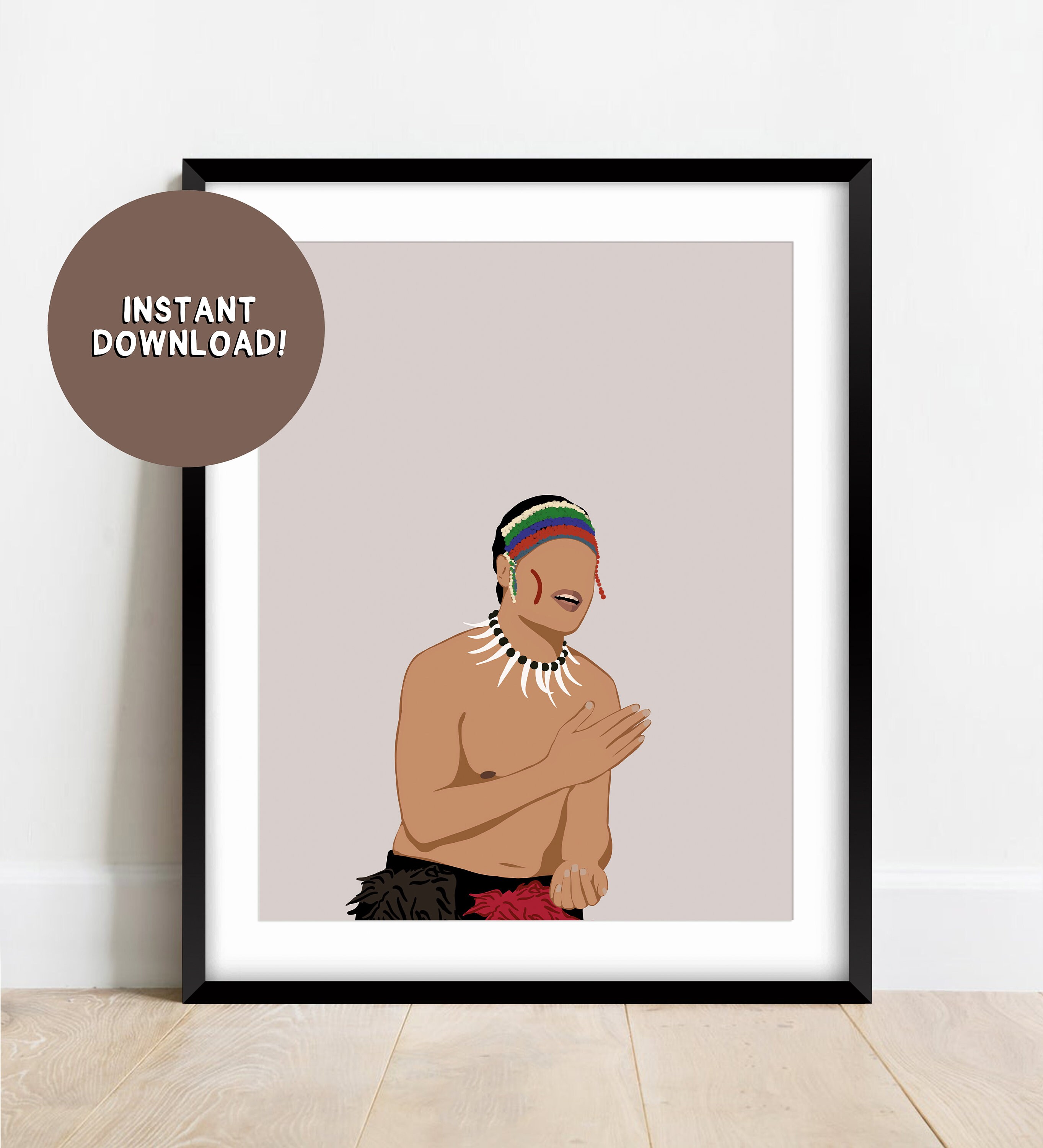 Samoan Fuataimi | Digital Art Download | Samoan Art | Samoan Boy | Digital Print | Pacific Island Illustration | Polynesian Art
