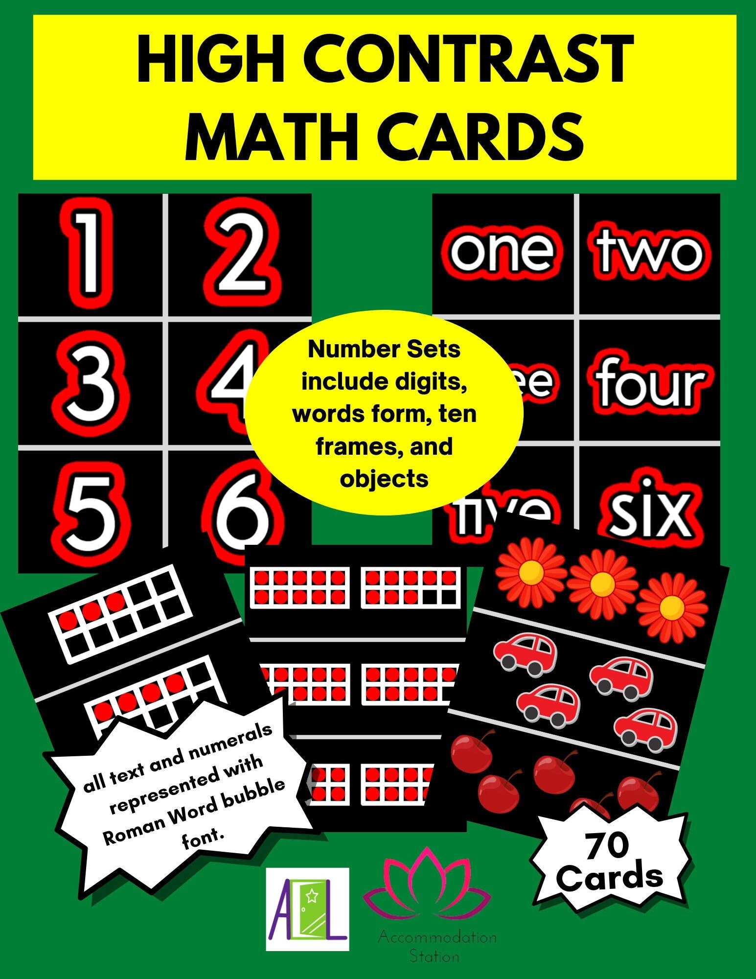 CVI High Contrast Number & Math Cards CVI Friendly Digital - Etsy Denmark